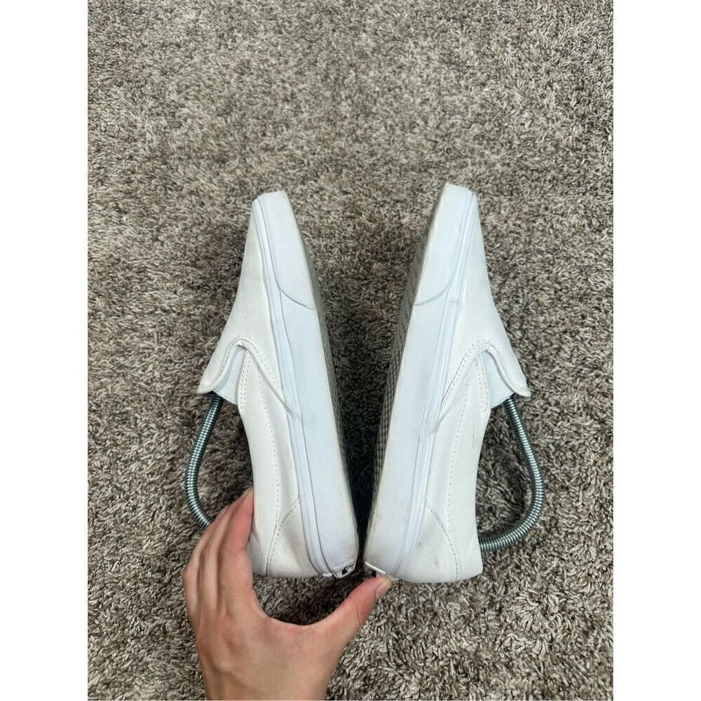 vans white slip on sneakers cavas flat shoes skate unisex women’s 10 men’s 8.5 - Picture 4 of 11